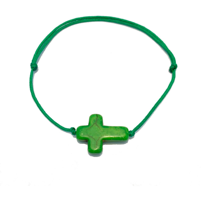Dámský náramek s howlite křížkem zelený Mou Jewel