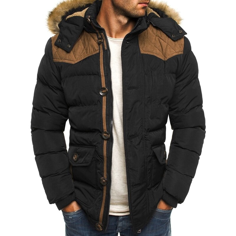 J. Style Moderní zimní bunda s kapucí a kožešinou J.STYLE 3079