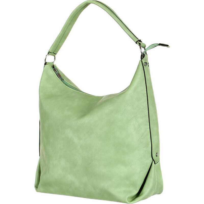 YooY Prostorná koženková kabelka zelená