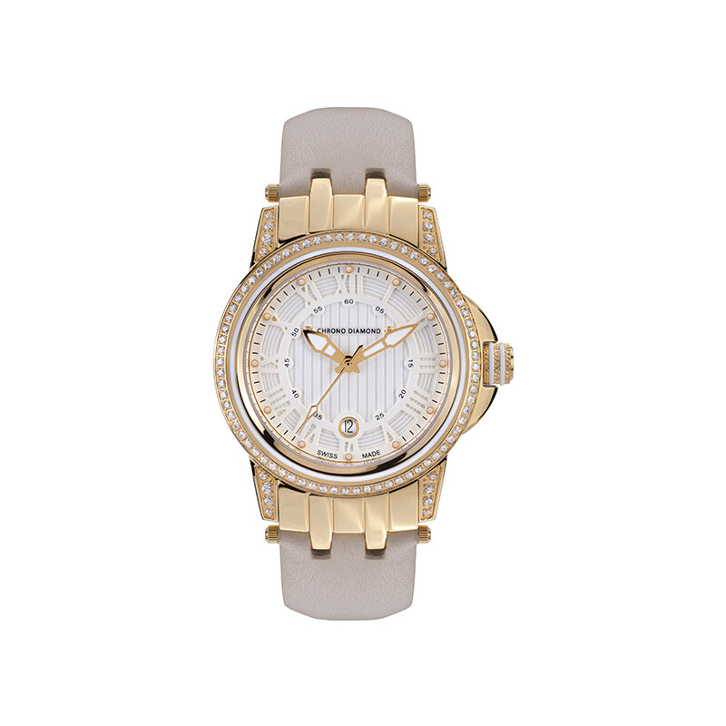 Chrono Diamond Dámské hodinky 10910C Damenuhr Dionne Gold IP