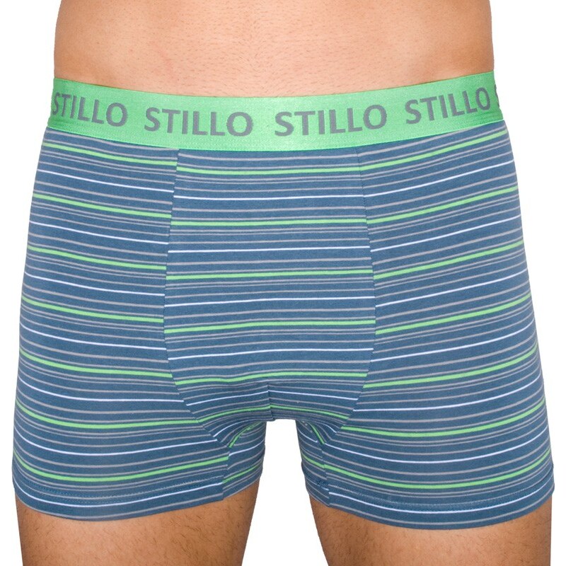 Pánské boxerky Stillo šedé se zelenými proužky