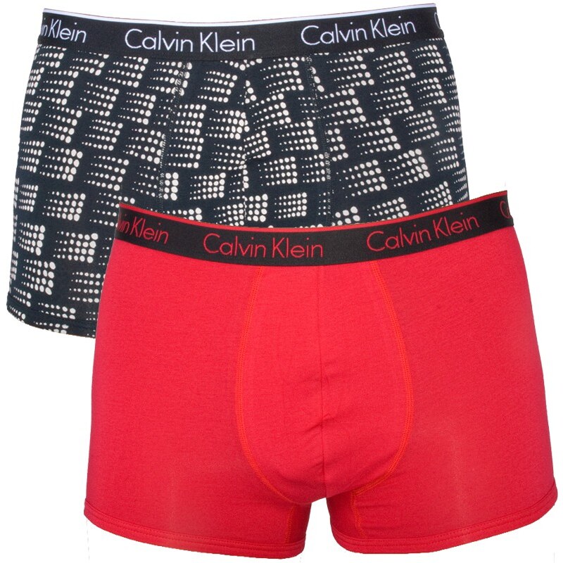 2PACK Calvin Klein Pánské Boxerky Cotton Trunk Red Black White Dots