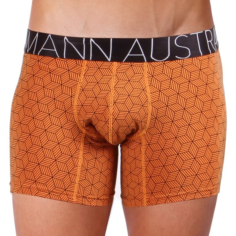 Pánské Boxerky Mosmann Australia Boxer Comfort Qube Orange Cube Print