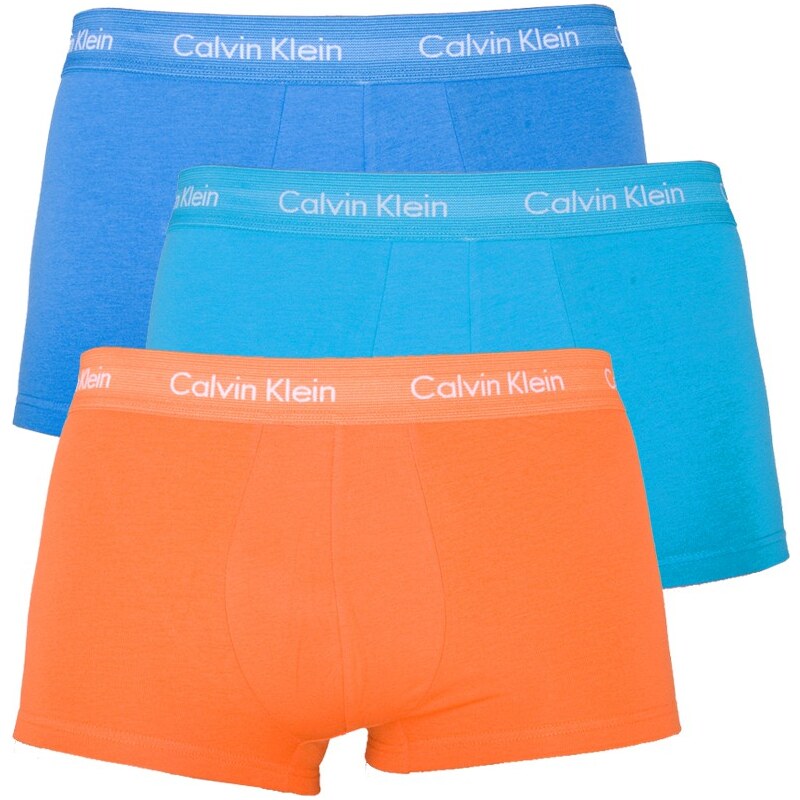 3PACK Pánské Boxerky Calvin Klein Cotton Stretch Low Rise Trunk Blue Turquoise Orange