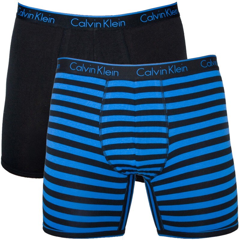 2PACK pánské boxerky Calvin Klein černo modré pruhy