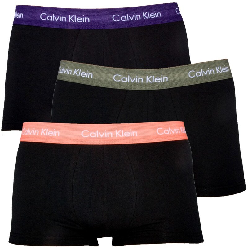 3PACK Pánské Boxerky Calvin Klein Cotton Stretch Low Rise Trunk Grey Violet Orange
