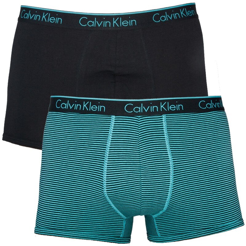 2PACK Calvin Klein Pánské Boxerky Cotton Trunk Black Turquoise