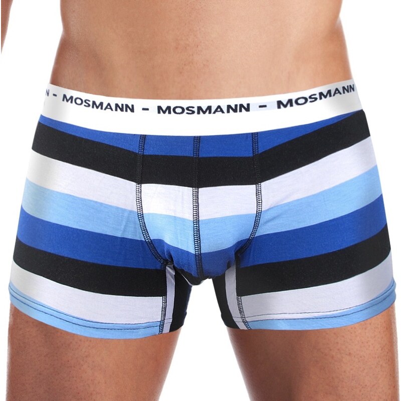 Pánské Boxerky Mosmann Australia Boxer Eco White/Blue Striped