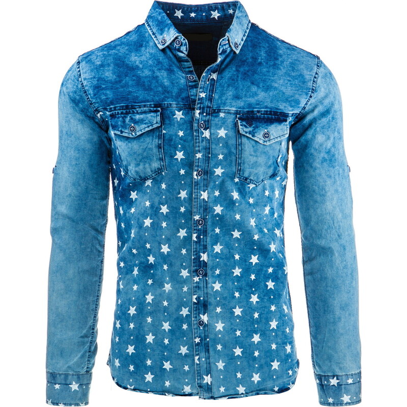 Coolbuddy Džínová košile s dlouhým rukávem a potiskem hvězd Star 8236