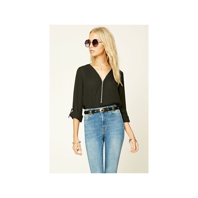 Forever 21 top Zippered Chiffon