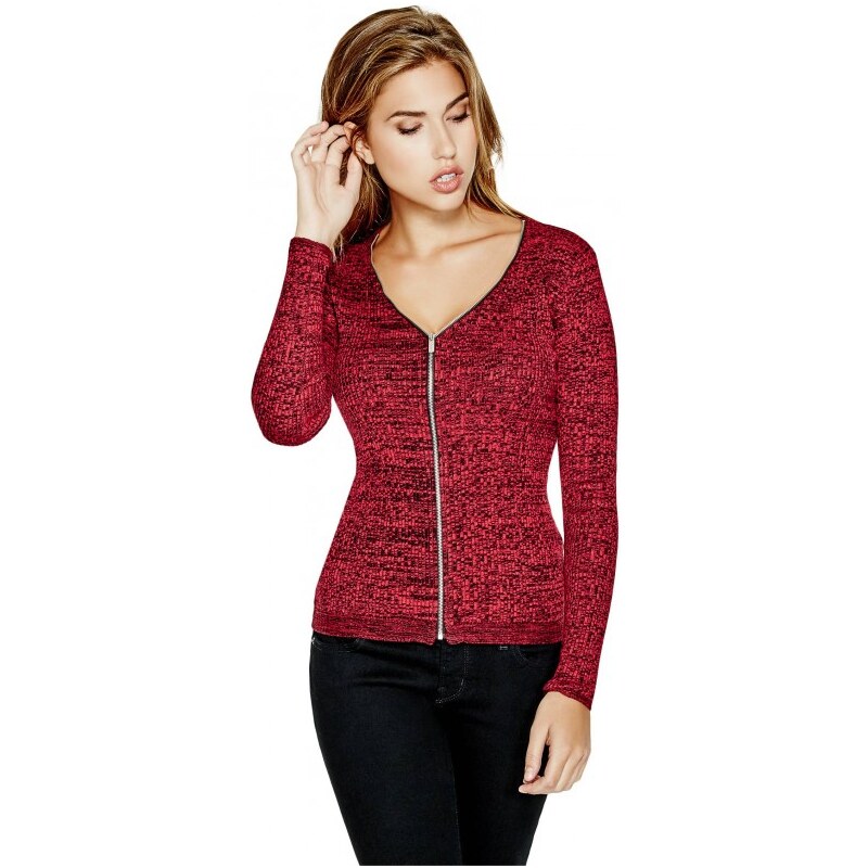 GUESS GUESS Malina Zip-Up Sweater - heartache red/ jet black