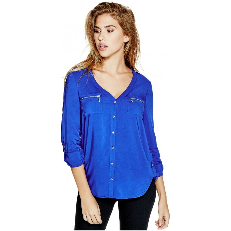 GUESS Eliyana Long-Sleeve Top - surf the web blue