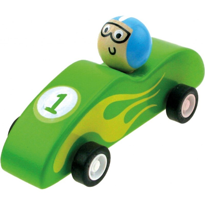 Bino Dřevěné autíčko se setrvačníkem, zelené