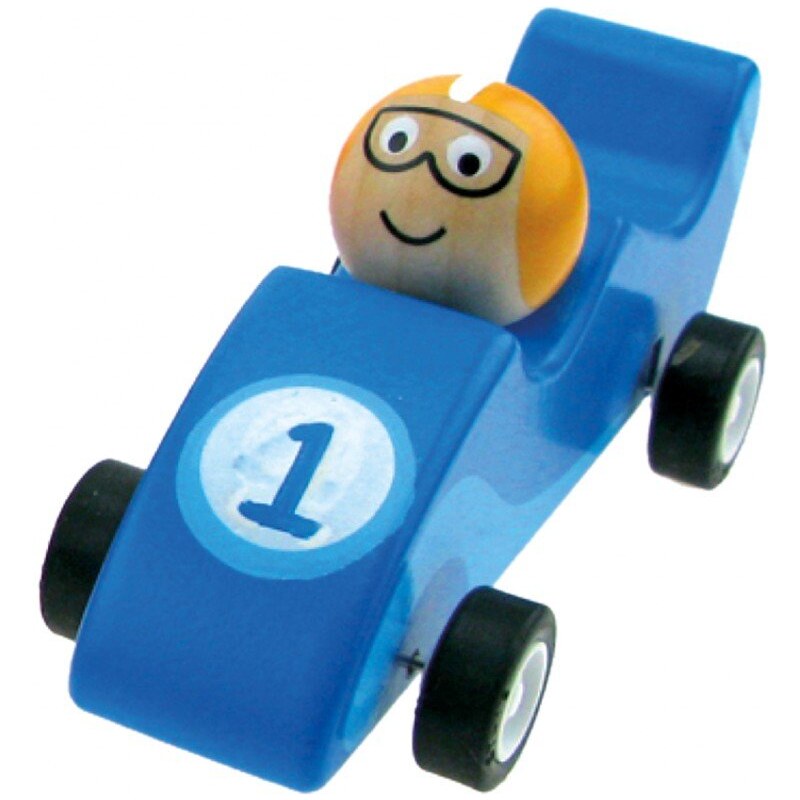 Bino Dřevěné autíčko se setrvačníkem, modré