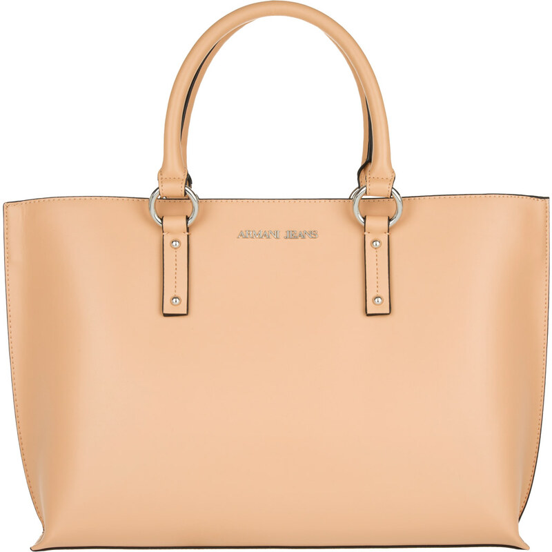 Armani Jeans Square Synthetic Leather Tote Beige
