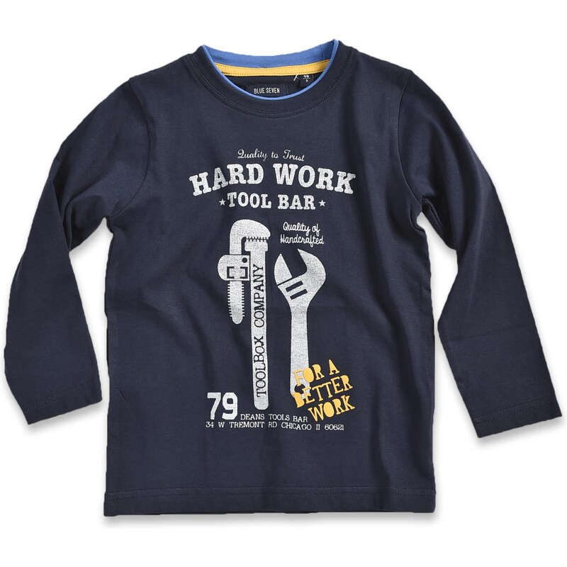 Blue Seven Chlapecké tričko s nápisem Hard work - černé