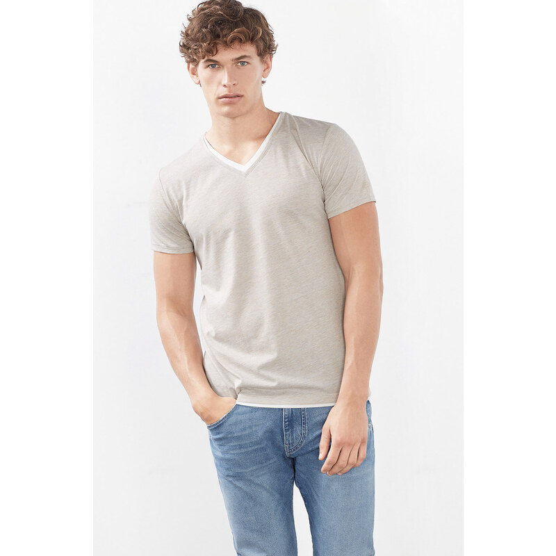 Esprit Žerzejové tričko z bavlny s vrstvením