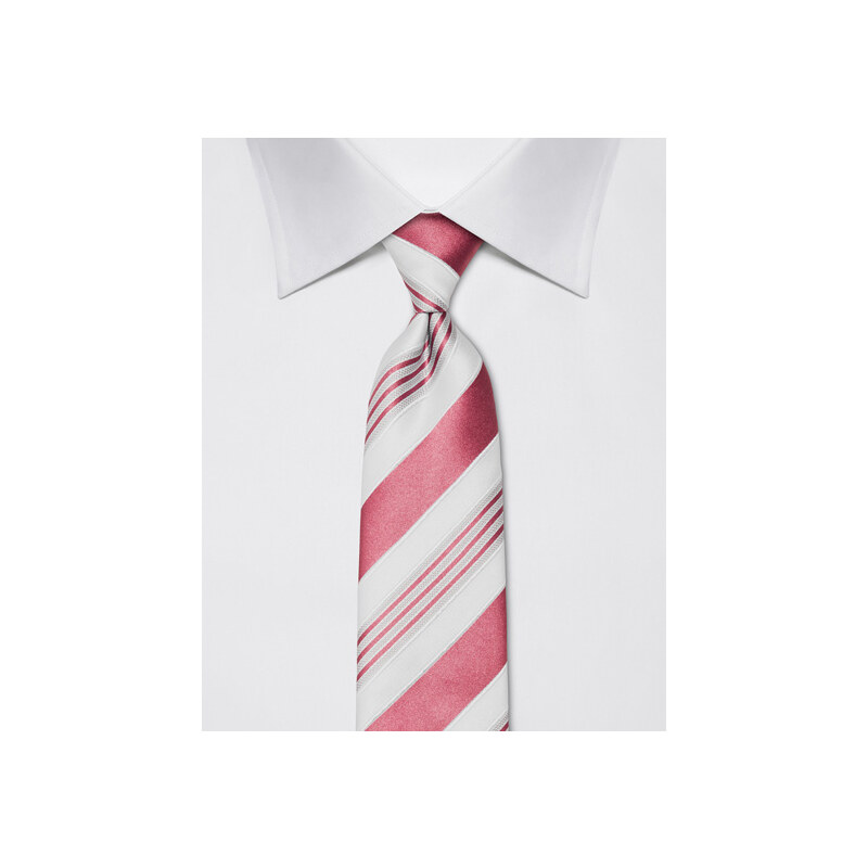 Luxusní pruhovaná kravata Vincenzo Boretti 21963 - starorůžová