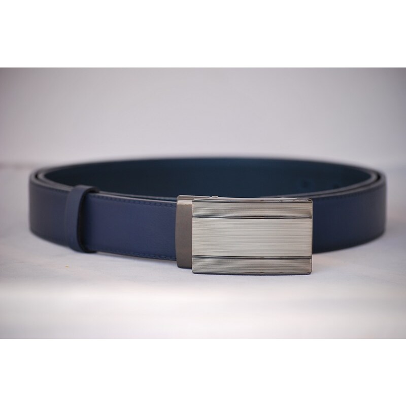 Penny Belts Pánský kožený pásek modrý- luxusní spona LM4
