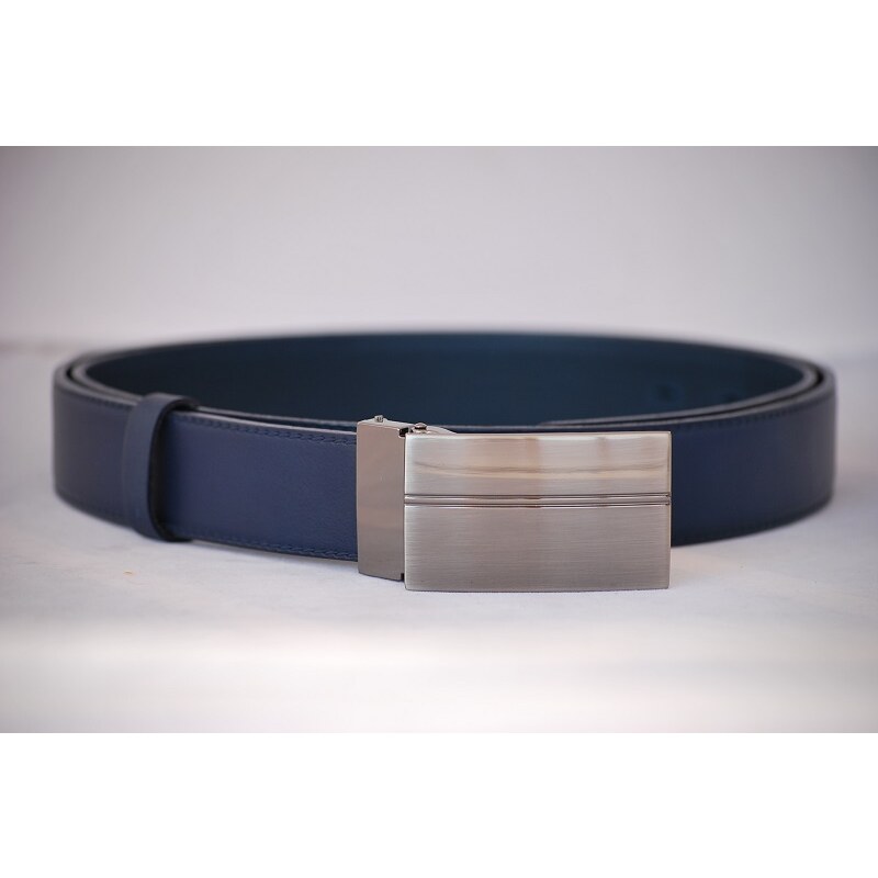 Penny Belts Pánský kožený pásek modrý- plná spona LM5