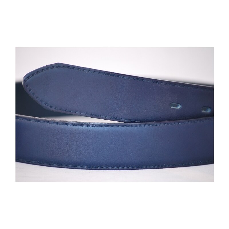 Penny Belts Pánský kožený pásek modrý - trnová spona mat
