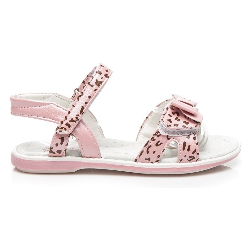 LINSHI Dětské moderní růžové sandálky s mašlí