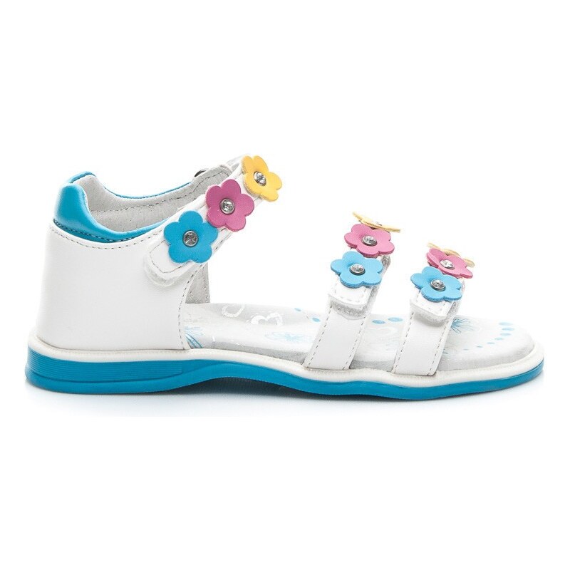 AMERICAN CLUB Dětské moderní kožené sandálky s květinkami