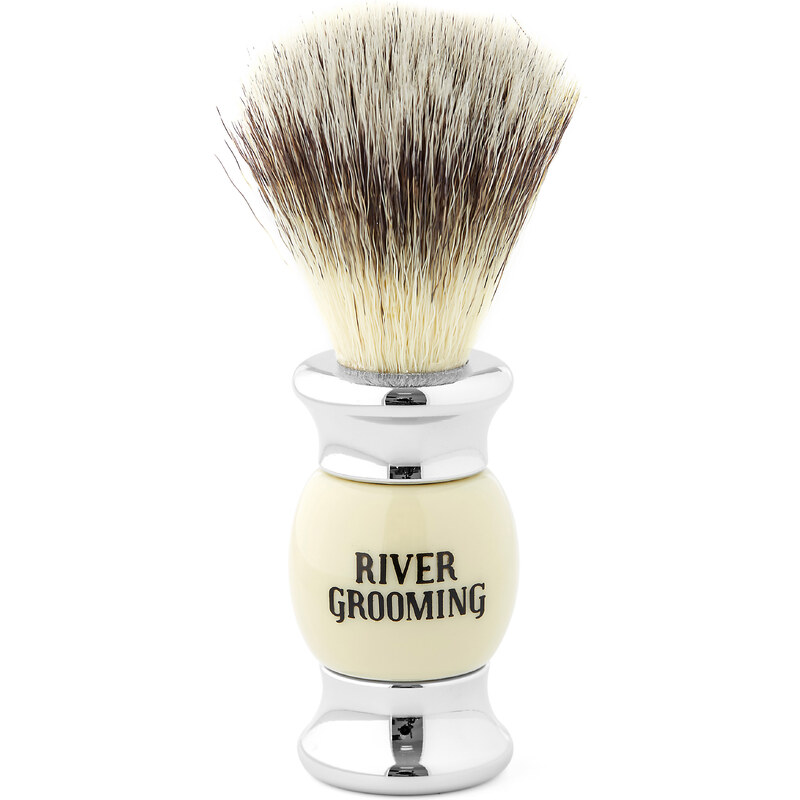 River Grooming Kovová štětka na holení s béžovou rukojetí Q6-1-9104