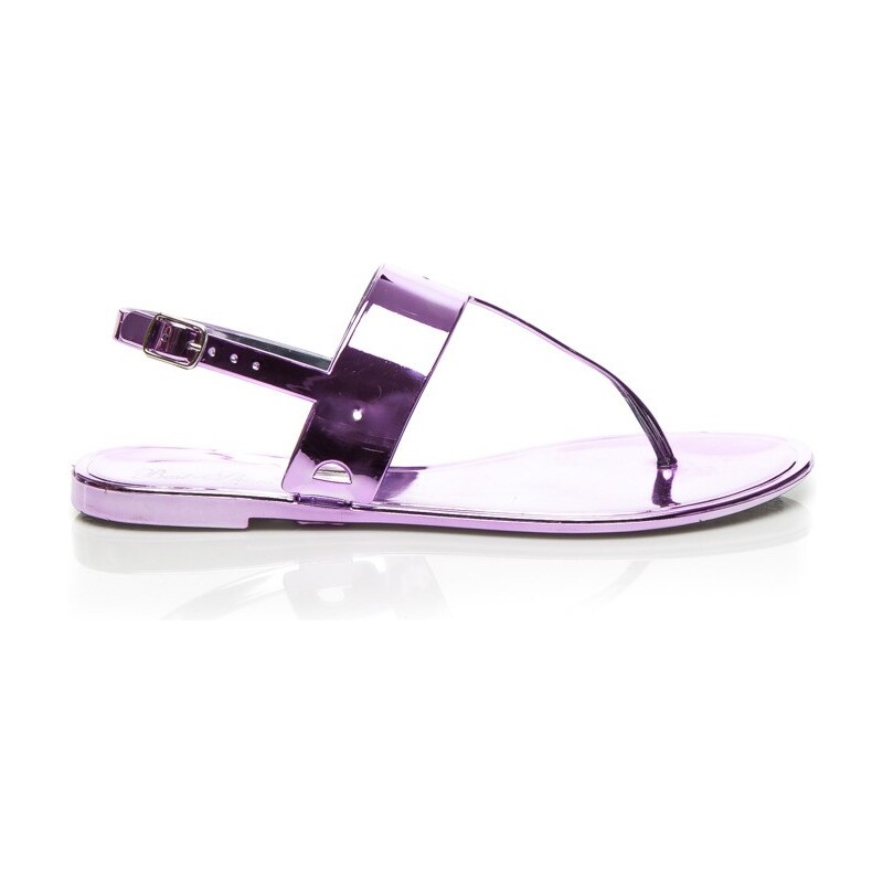 BEST SHOES Efektní módní dámské sandálky v lesklém fialovém odstínu