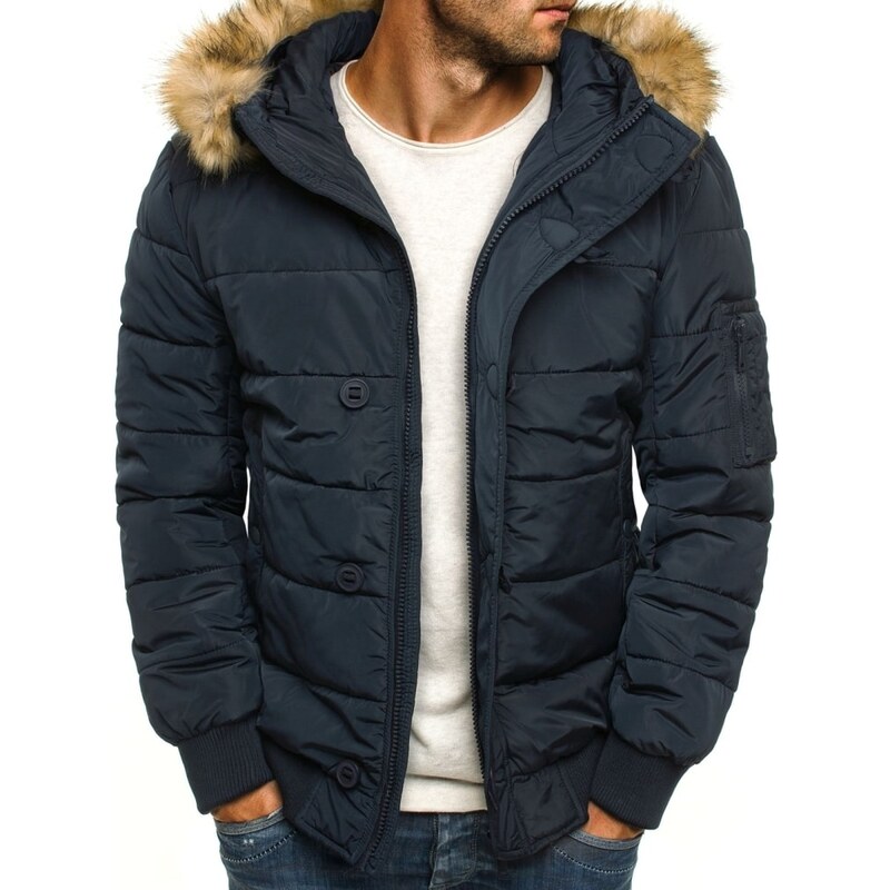J. Style Praktická pohodlná zimní pánská bunda s kožíškem J.STYLE 3098