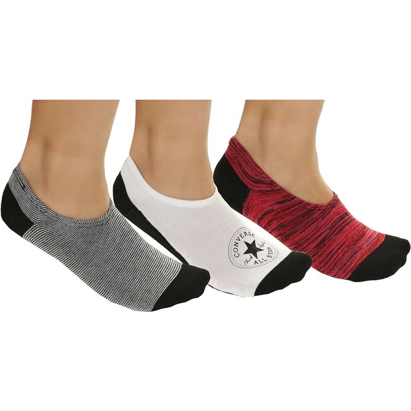 Converse barevné kotníkové ponožky 3 Pack melírované/černobílé