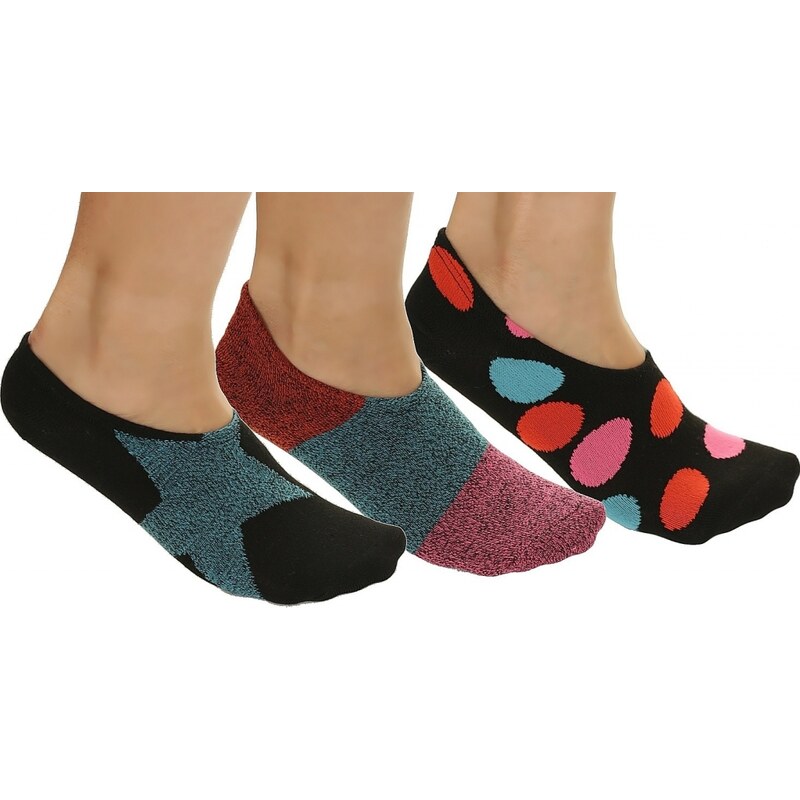 Converse barevné kotníkové ponožky 3 Pack s hvězdami a puntíky