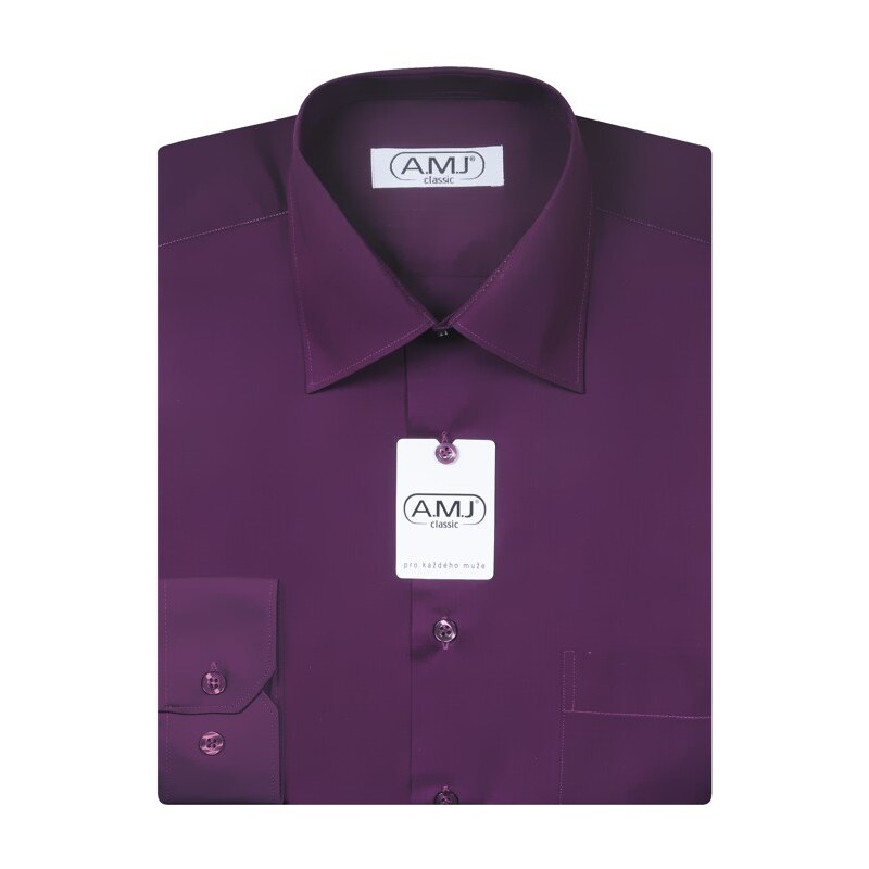 Textil Soldán Pánská košile jednobarevná, tmavě fialová, dlouhý rukáv