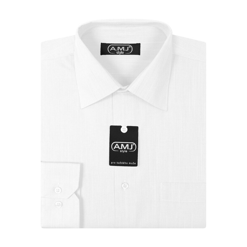 Pánská košile AMJ jednobarevná VDP261, fil-á-fil, dlouhý rukáv, prodloužená délka