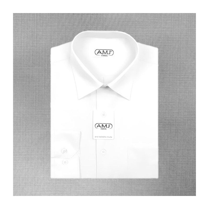 Dětská chlapecká košile AMJ jednobarevná JDC018, bílá, dlouhý rukáv