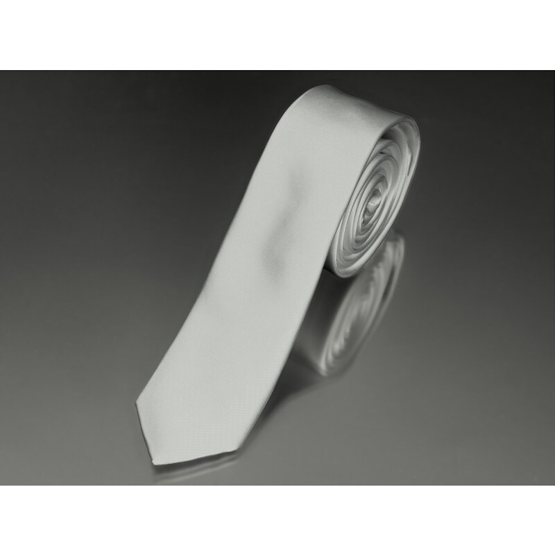 Kravata pánská AMJ úzká jednobarevná KI0008, stříbrná