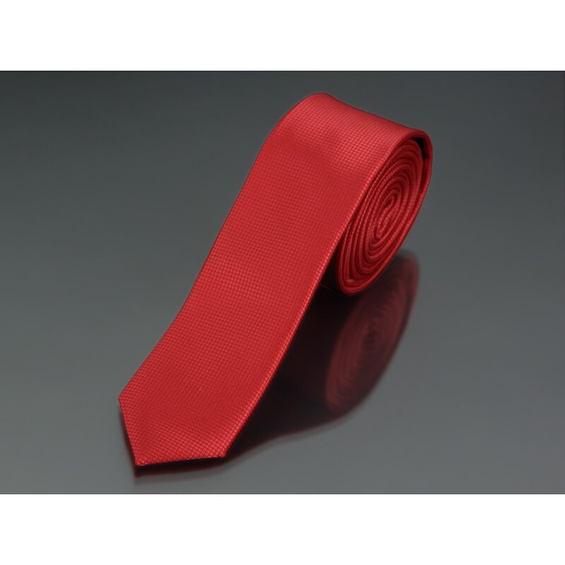Kravata pánská AMJ úzká jednobarevná KI0015, červená