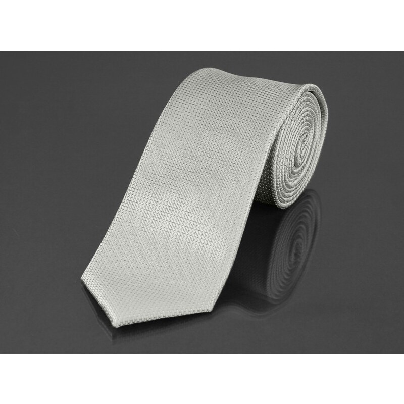 AMJ kravata pánská, jednobarevná KU0867, šedá jemná struktura