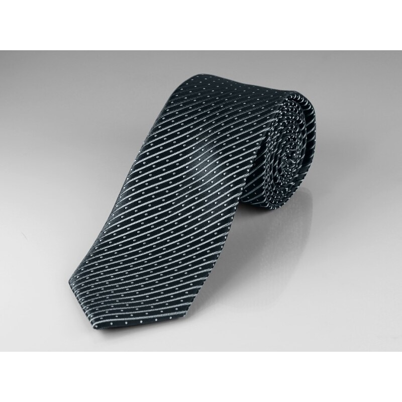 AMJ kravata pánská, KU0879, černá proužek / puntík