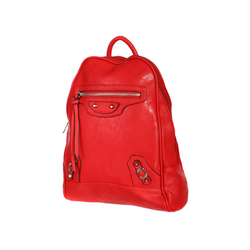 TopMode Malý koženkový batoh s přední kapsou (červená) červená