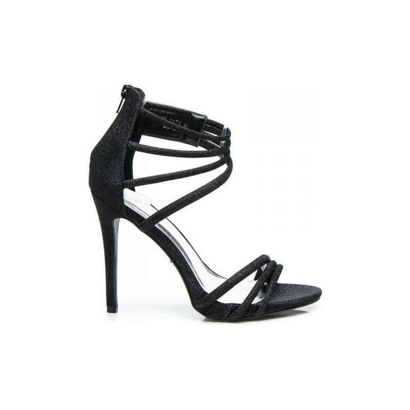 IDEAL Půvabné dámské sandály - černé třpytivé