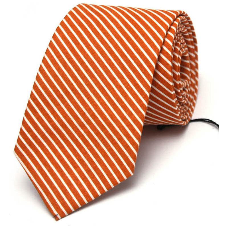 Klukovna Oranžová kravata s bílými proužky