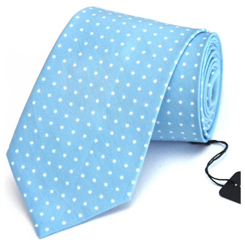 Klukovna Světle modrá kravata s bílými puntíky