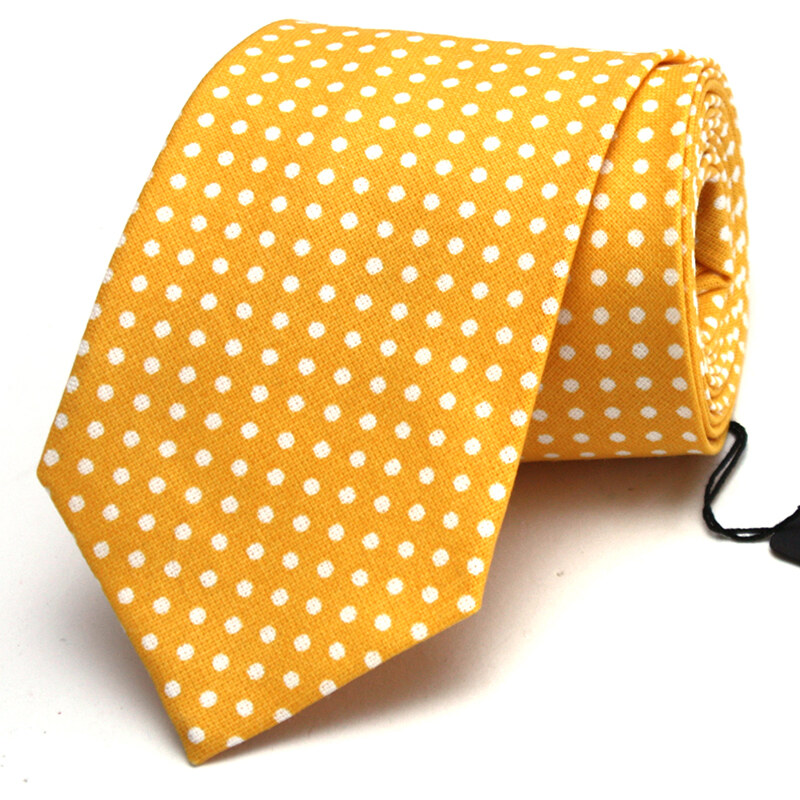Klukovna Žlutá kravata s bílými puntíky
