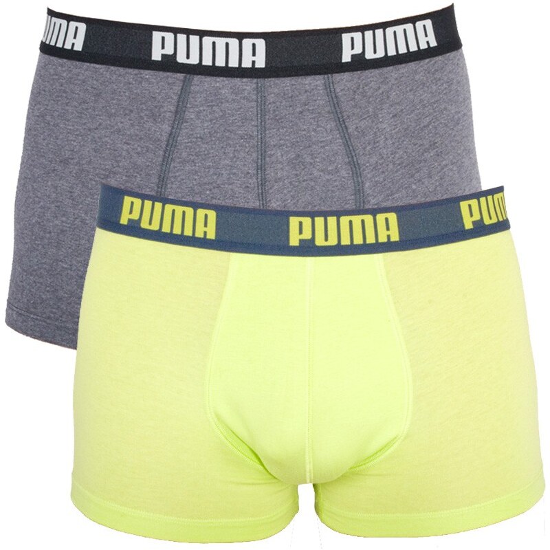 2PACK Pánské Boxerky Puma Sharp Green Yellow Grey Short