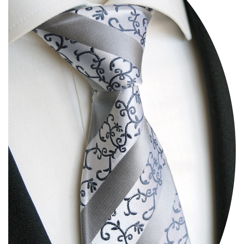 Beytnur 178-3 luxusní hedvábná kravata stříbrný vzor