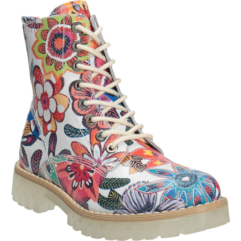 Weinbrenner Kožená kotníčková obuv s barevným květinovým vzorem