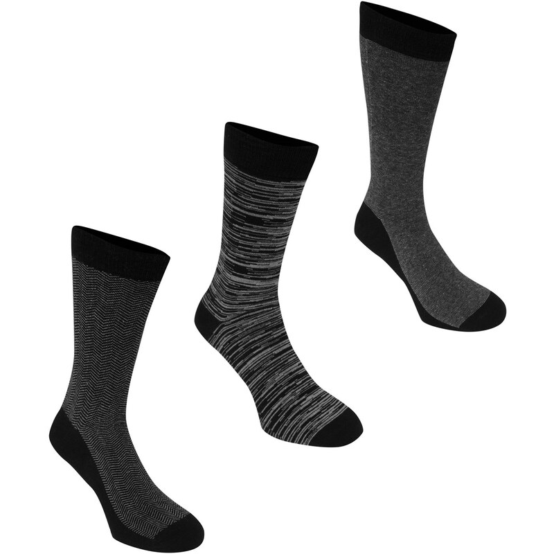 Firetrap 3 Pack Formal Socks, black pattern