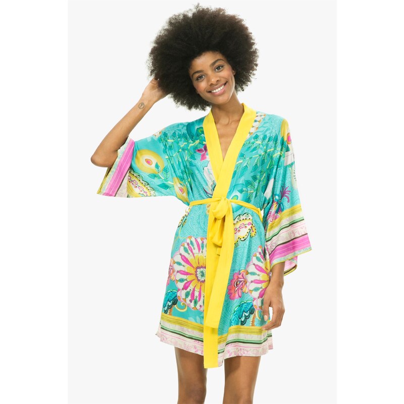 Desigual barevné domácí kimono Paisley Bloom