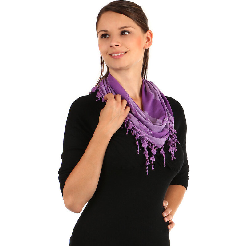 TopMode Dvoubarevný šátek s třásněmi (světle fialová, UNI)